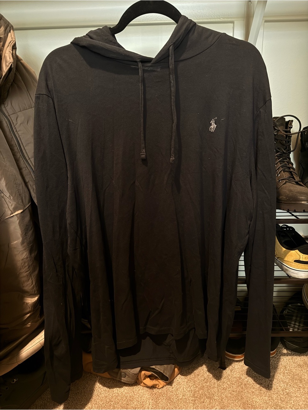Polo by Ralph Lauren Black Long-Sleeve Hooded Shirt